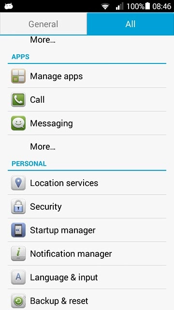 Press Backup & reset.