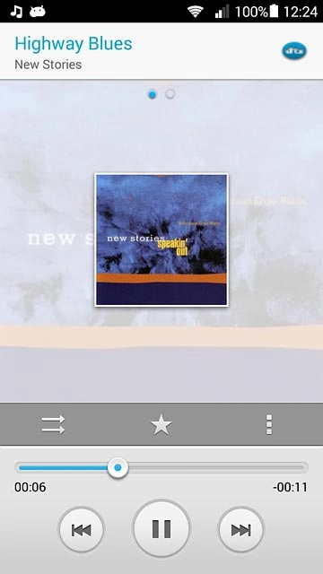 To fast forward or rewind the current audio file:Press the indicator at the bottom of the display and slide it right or left.
