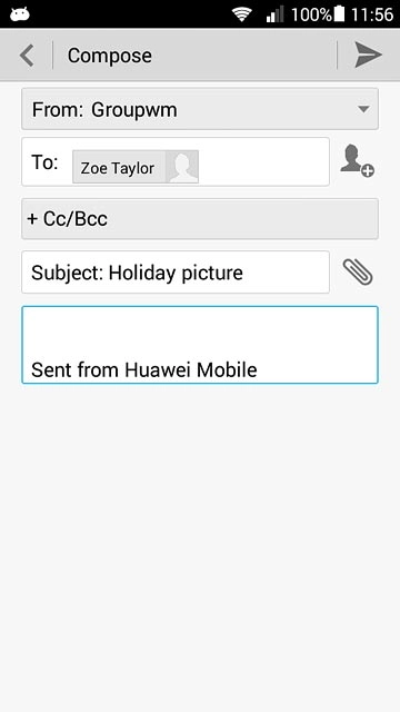 Press the text input field and write the required text.