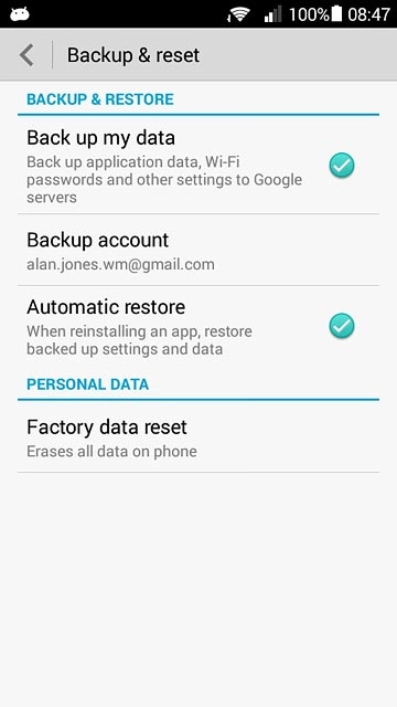 Press Factory data reset.
