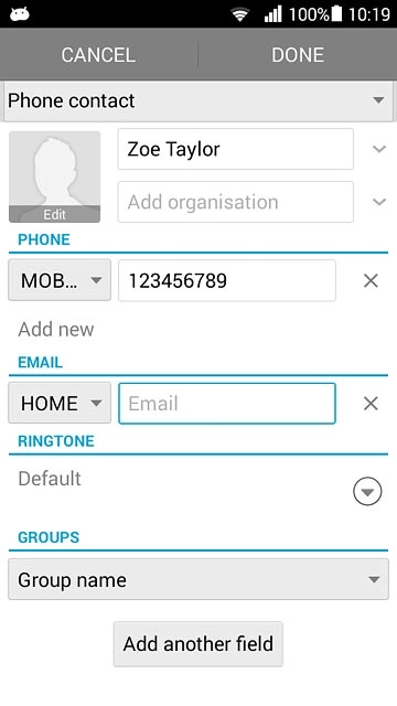 Press Email and key in the required email address.