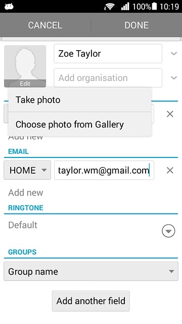 To assign an existing picture:Press Choose photo from Gallery.