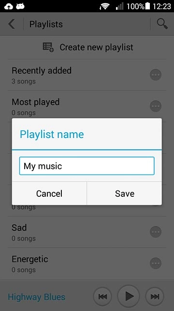 Key in a name for the playlist and press Save.