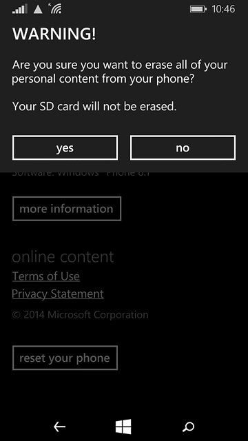 Press yes to confirm.Wait a moment while the factory default settings are restored.Follow the instructions on the display to set up your phone and prepare it for use.