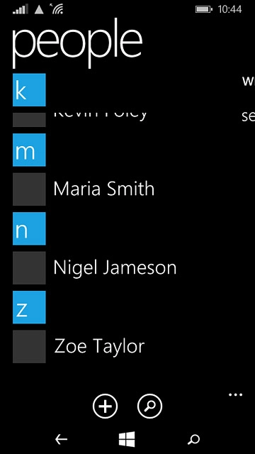 Press the required contact.The contact details are displayed.