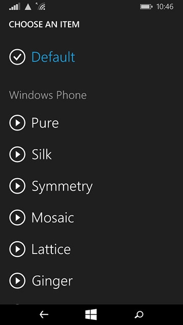 Once you've found a ring tone you like, press the required ring tone.