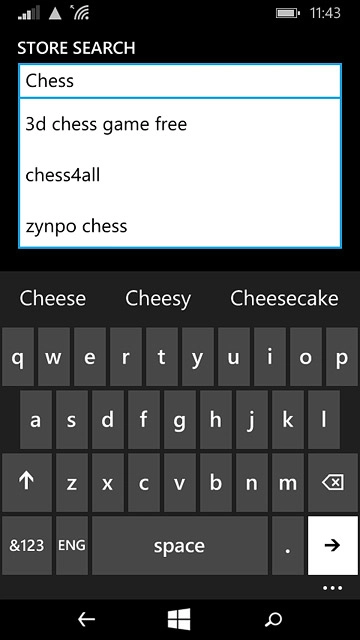 Key in the name of the required app and press arrow right.