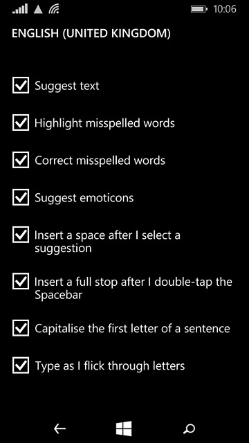 Press Suggest text until the function is turned on.