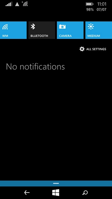 Slide your finger down the display starting from the top edge of your phone.Press ALL SETTINGS.