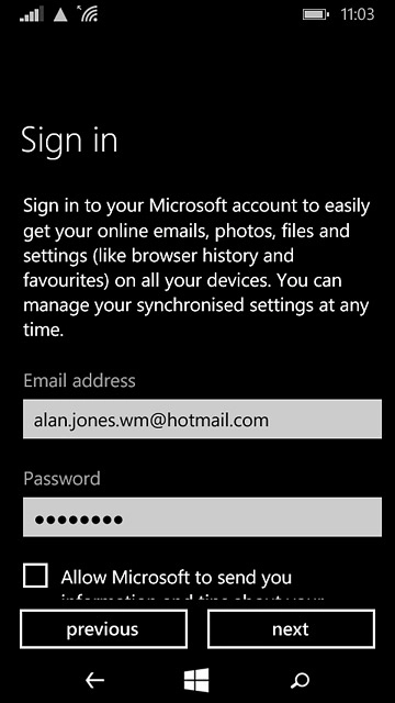 Press next.Follow the instructions on the display to end the activation of your Microsoft account.