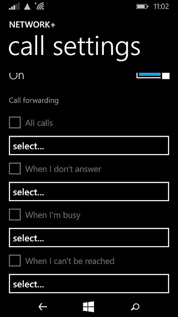 The current settings are displayed.Press the field below one of the following options: