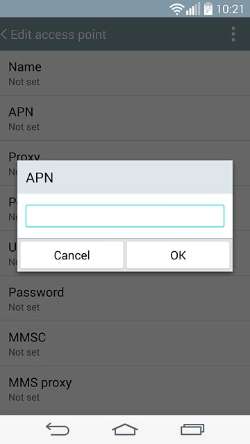 Key in live.vodafone.com and press OK.