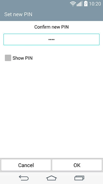 Key in the phone lock code again and press OK.
