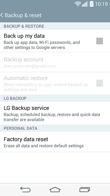 Press Factory data reset.