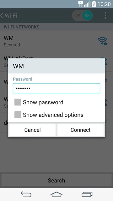 Follow the instructions on the display to select security settings, if required.Press Connect.