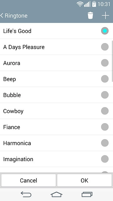 Once you've found a ring tone you like, press OK.