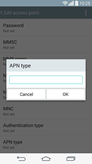 Key in default and press OK.