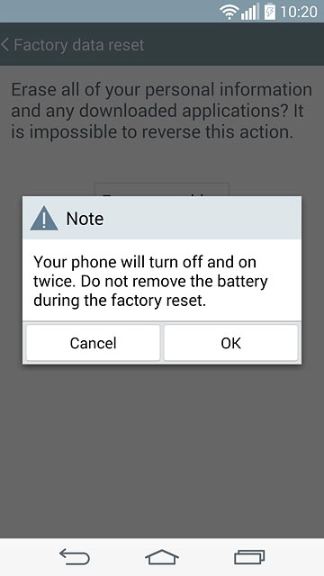 Press OK to confirm.Wait a moment while the factory default settings are restored.Follow the instructions on the display to set up your phone and prepare it for use.