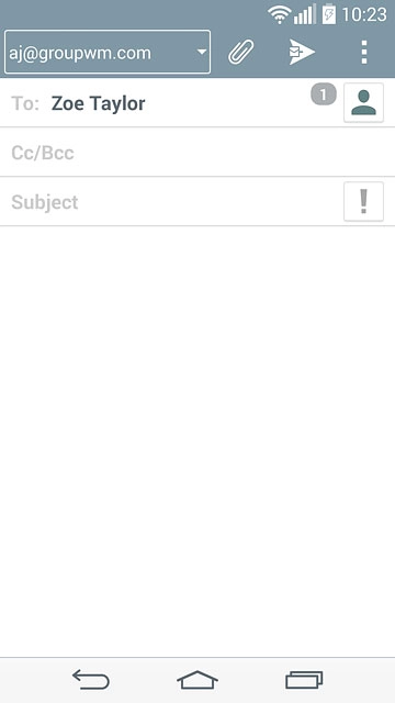 Press Subject.Key in a subject for the email message.