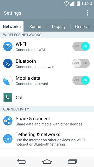 Press Tethering & networks.