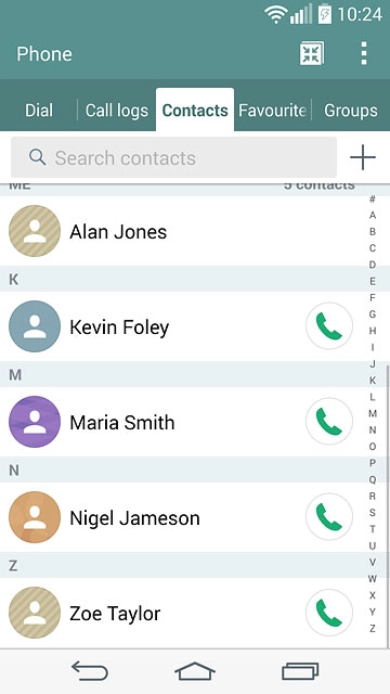 Press the call icon next to the required contact.
