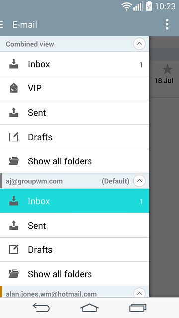 Press Inbox below the required email account.