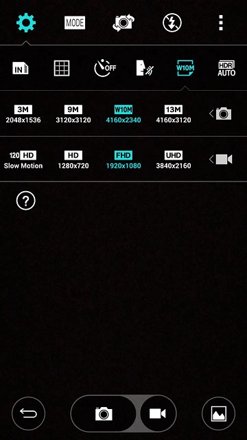 Press the required resolution next to the camera icon.
