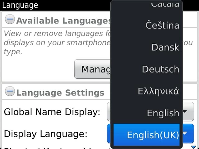 Press the required language.