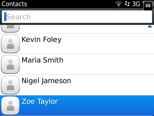 Press the required contact.The contact details are displayed.
