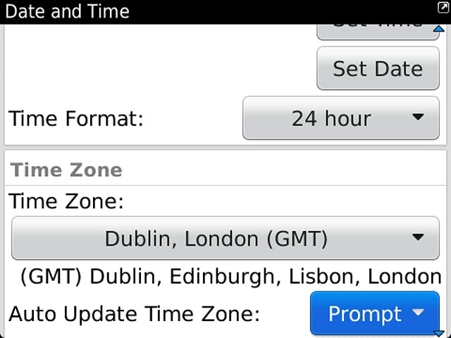 Press Auto Update Time Zone.