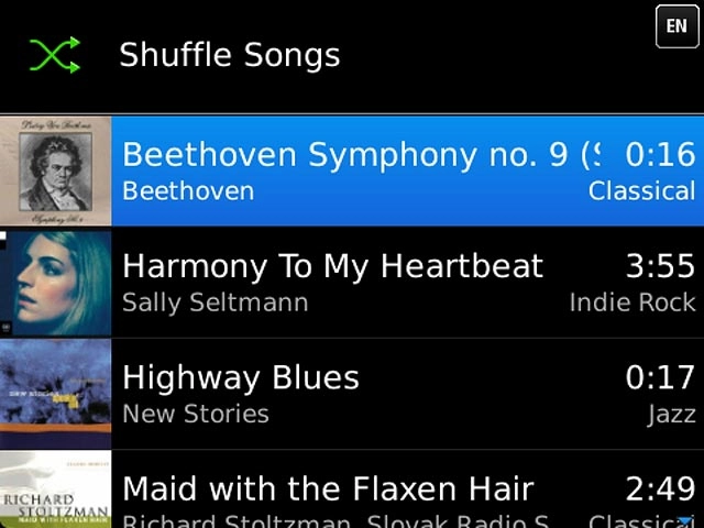 Press the required audio file.
