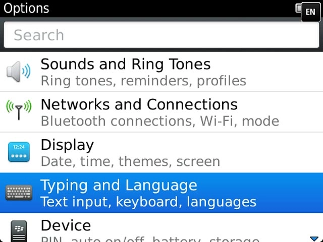 Press Typing and Language.