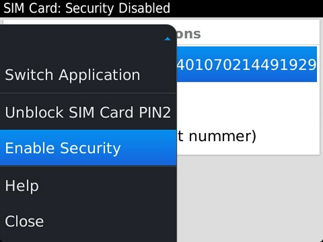 Press Enable Security or Disable Security (depending on the current setting).