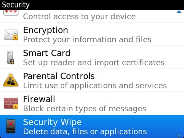 Press Security Wipe.