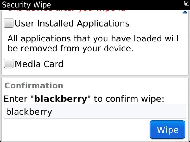 Press Wipe.Follow the instructions on the display to set up your phone and prepare it for use.