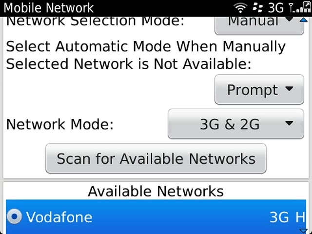 Your phone will search for networks within range and a list of available networks will show on your display.Press the required network.The display will tell you if you have access to the network you've chosen.