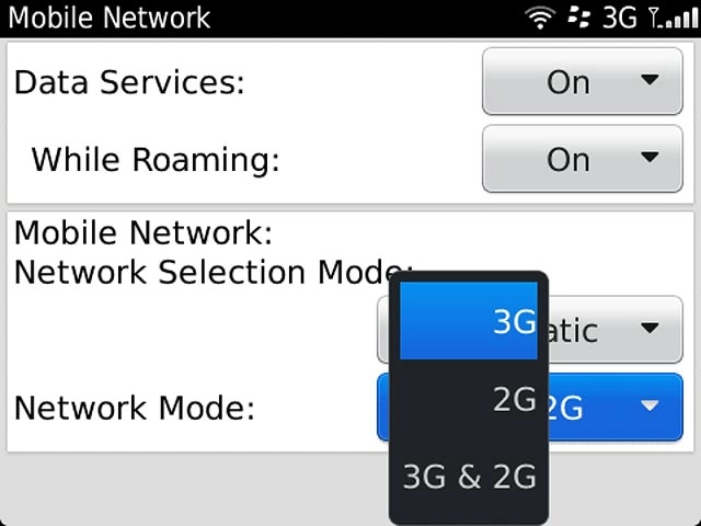 Press 3G, 2G or 3G & 2G.