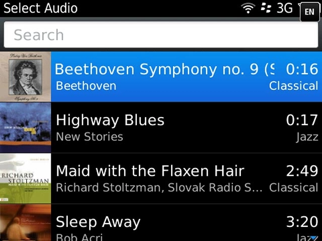 Press the required audio file.