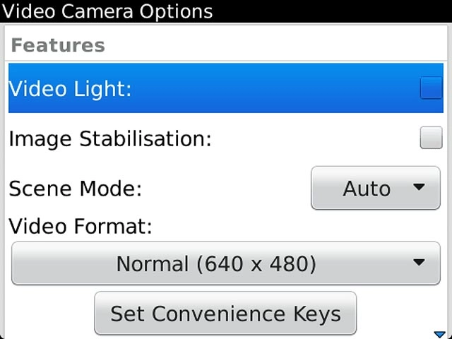 Press Video Light to turn the function on or off.