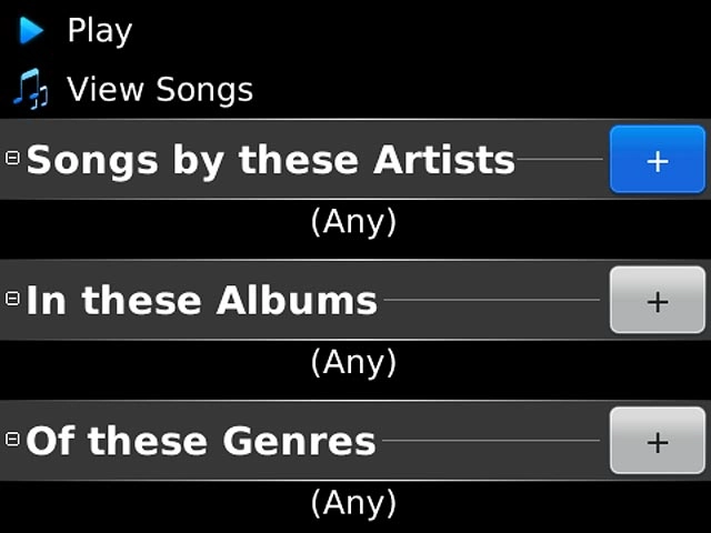 Press the add icon next to Songs by these Artists, In these Albums or Of these Genres.Press the required artist, album or genre.
