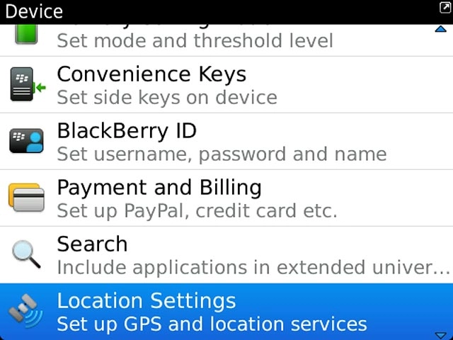 Press Location Settings.