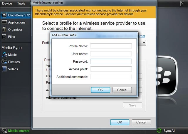 Click OK to activate the profile.