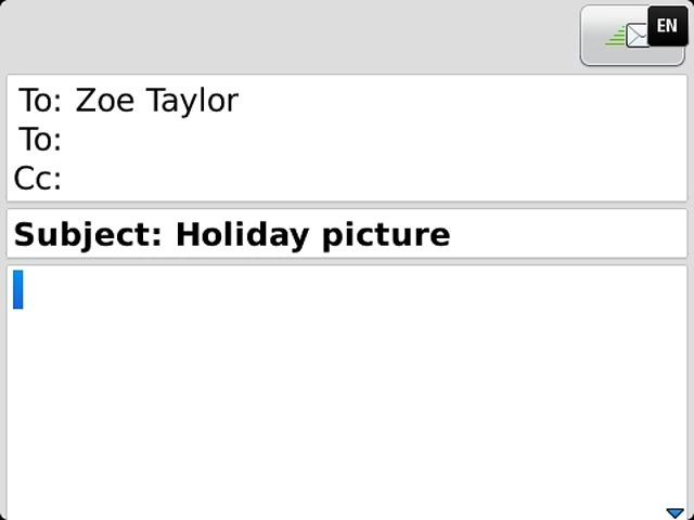 Press the text input field.Write the text for your email message.