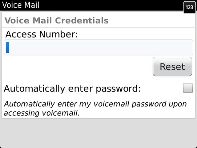 Press Access Number and key in +61414121121
