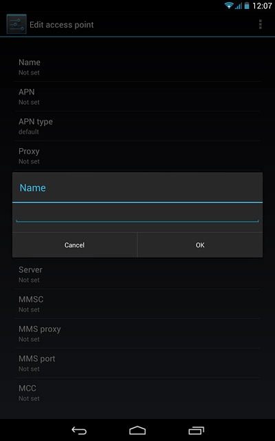 Key in Vodafone Internet and press OK.