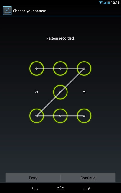 Press Continue.Repeat the selected lock code to confirm.