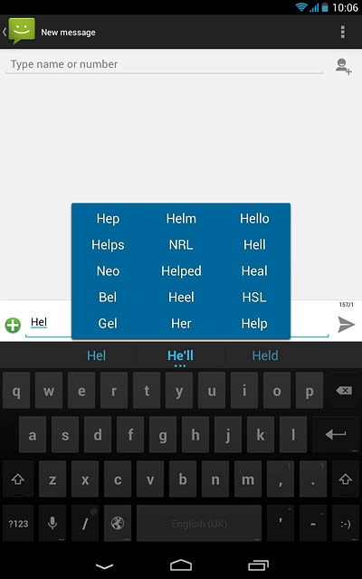 Press the required word to insert it.