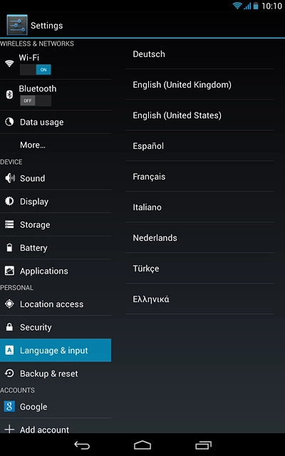 Press the required language.