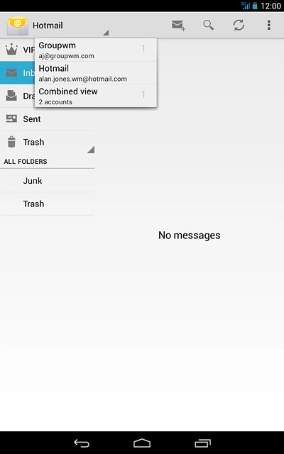 Press the required email account.