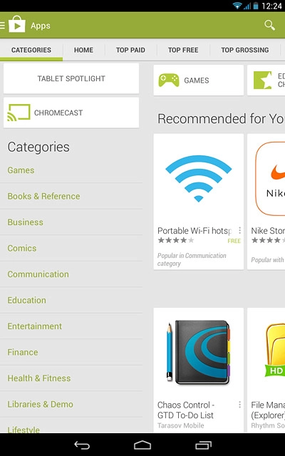 Press CATEGORIES.Go to the required category.